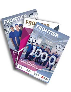 Three Frontier magazine covers sitting over each other